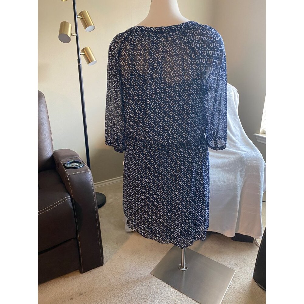 RALPH LAUREN Navy and White Geo Splash Dress - Size 18W (NWT)